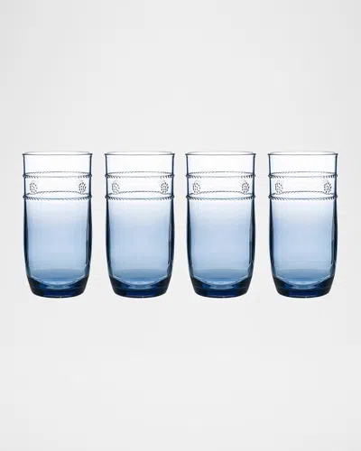 Juliska Isabella Acrylic Large Blue Tumblers, Set Of 4