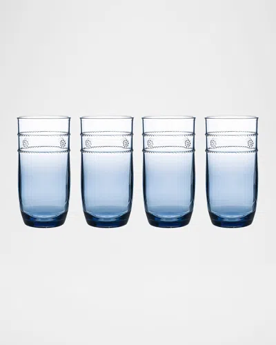 Juliska Isabella Acrylic Large Blue Tumblers, Set Of 4