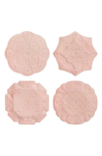 Juliska Jardins Du Monde Assorted Dessert/salad Plates, Set Of 4 In Blush