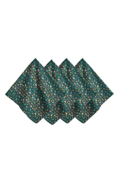 Juliska Klara Set Of 4 Cotton Napkins In Green