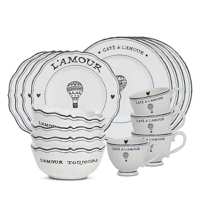 Juliska L'amour Toujours 16 Piece Dinnerware Set, Service For 4 In White