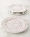 Juliska Love You More Dessert/salad Plates, Set Of 4 In White/pink