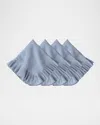 Juliska Mademoiselle White Napkins, Set Of 4 In Chambray