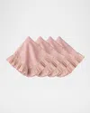 Juliska Mademoiselle White Napkins, Set Of 4 In Petal Pink