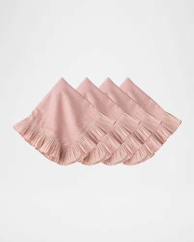 Juliska Mademoiselle White Napkins, Set Of 4 In Petal Pink