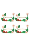 Juliska Meadow Raspberry Set Of 4 Card Holders In Multi