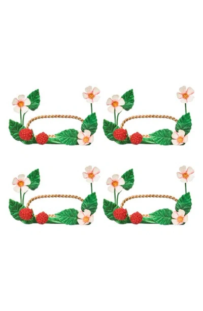 Juliska Meadow Raspberry Set Of 4 Card Holders In Multi