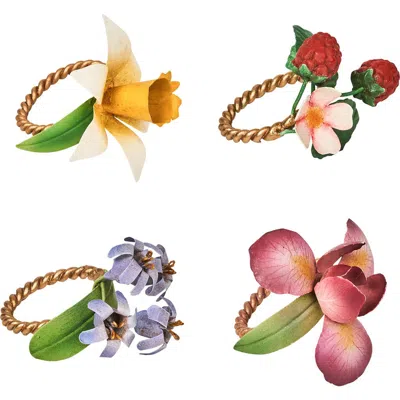 Juliska Meadow Set Of 4 Napkin Rings In Multi