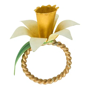 JULISKA MEADOW WALK DAFFODIL NAPKIN RINGS, SET OF 4