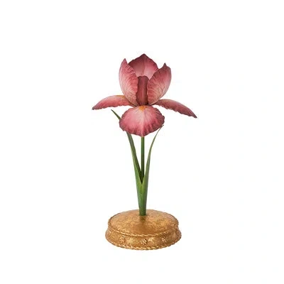 Juliska Meadow Walk Iris 9" Candlestick - Pink In Pink,green,gold