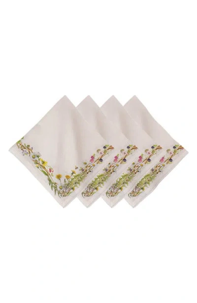Juliska Meadow Walk Set Of 4 Linen Napkins In Neutral
