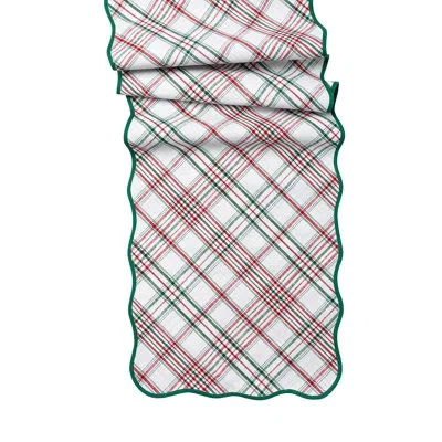 Juliska Merry Tartan Table Runner In Green