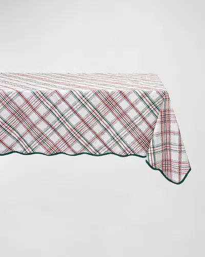 Juliska Merry Tartan Tablecloth, 60" X 120" In White/mulberry