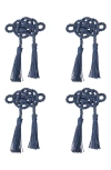 Juliska Mystic Knot Set Of 4 Napkin Rings In Blue