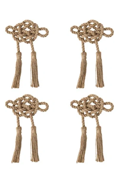 Juliska Mystic Knot Set Of 4 Napkin Rings In Brown