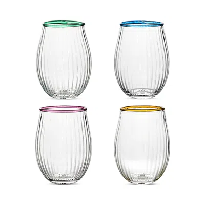 Juliska Nell Set Of 4 Assorted Stemless Wine Glasses In Multi