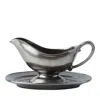 Juliska Pewter Stoneware Sauce Boat And Stand In Pewter