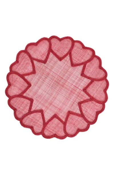 Juliska Pink Heart Set Of 4 Placemats In Multi