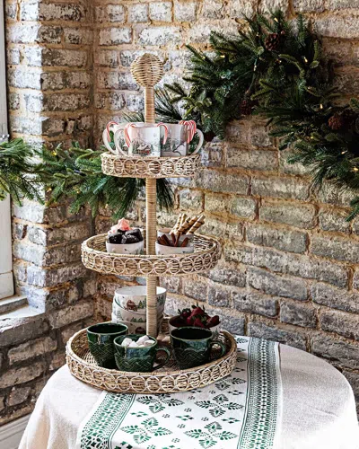 Juliska Provence Rattan 3-tier Shelving Unit In Whitewash