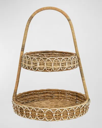 Juliska Provence Rattan Two Tiered Server In Whitewash