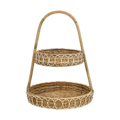 Juliska Provence Rattan Two Tiered Server - Whitewash/natural In Brown;whitewash