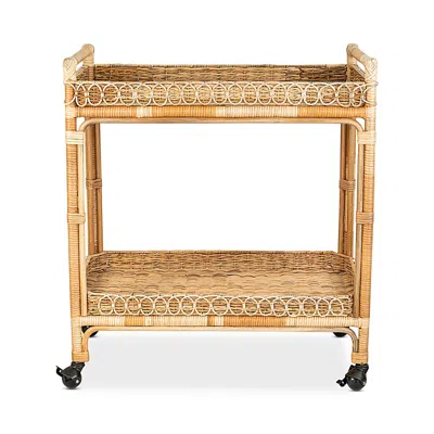 Juliska Provence Rattan Whitewash Bar Cart In Brown