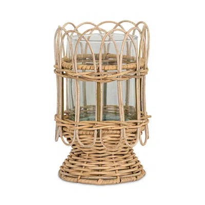 Juliska Provence Rattan Whitewash Medium Hurricane In Brown