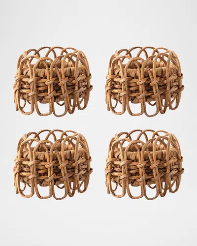 Juliska Provence Rattan Whitewash Napkin Rings, Set Of 4