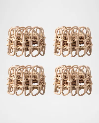 JULISKA PROVENCE RATTAN WHITEWASH NAPKIN RINGS, SET OF 4