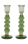 Juliska Provence Set Of 2 Candlesticks In Basil