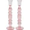 Juliska Provence Set Of 2 Candlesticks In Blush