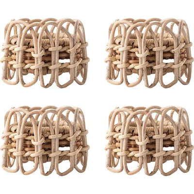 Juliska Provence Set Of 4 Rattan Napkin Rings In Neutral