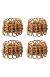 Juliska Provence Rattan Whitewash Napkin Rings, Set Of 4 In Natural