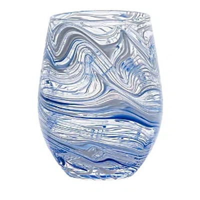 Juliska Puro Marbled Stemless Wine Glass In Blue