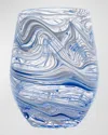 Juliska Puro Marbled Stemless Wine Glass In Blue
