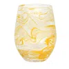 Juliska Puro Marbled Stemless Wine Glass In Yellow