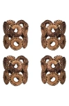 Juliska Rustic Ring Set Of 4 Napkin Rings In Brown