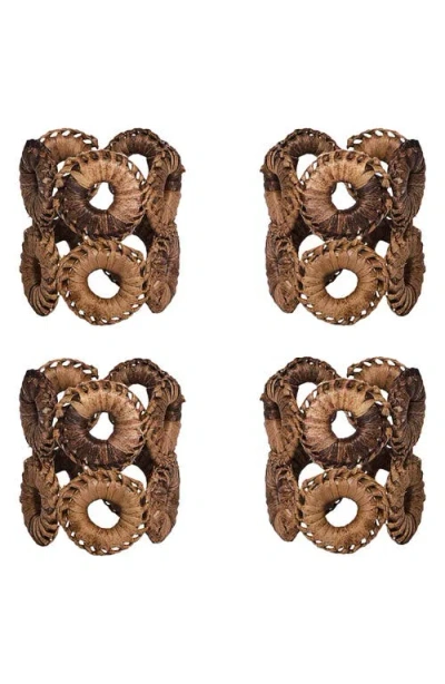 Juliska Rustic Ring Set Of 4 Napkin Rings In Brown