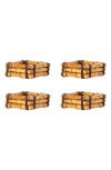 Juliska Bamboo Napkin Rings, Set Of 4 In Whitewash/bamboo Natural