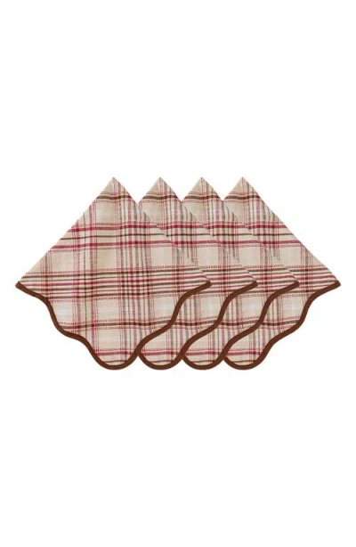 Juliska Set Of 4 Harvest Tartan Cotton Napkins In Brown