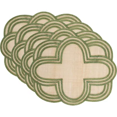 Juliska Set Of 4 Scallop Stripe Placemats In Green