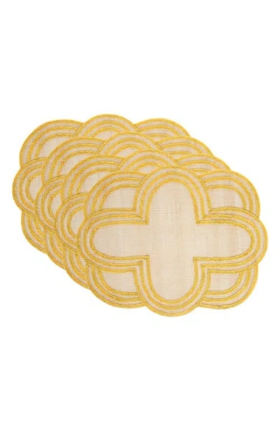 Juliska Set Of 4 Scallop Stripe Placemats In Yellow