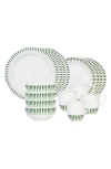 Juliska Sitio Stripe 16-piece Dinnerware Set In White Wash Basil