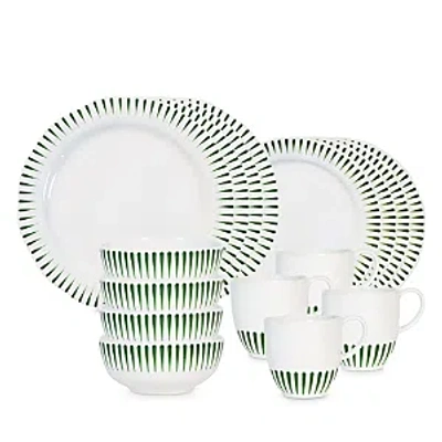 Juliska Sitio Stripe 16 Piece Dinnerware Set, Service For 4 In Green