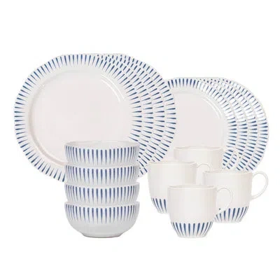 Juliska Sitio Stripe 16 Piece Place Setting In Delft Blue