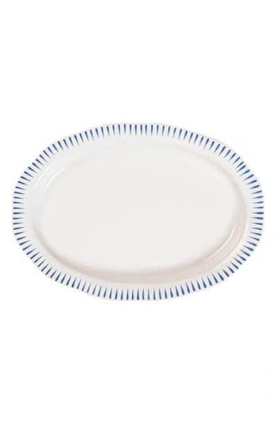 Juliska Sitio Stripe 17-inch Platter In Whitewash/delft Blue