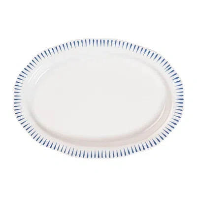 Juliska Sitio Stripe 17" Serving Platter In Delft Blue,whitewash