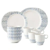 Juliska Sitio Stripe Indigo 16 Piece Set In White