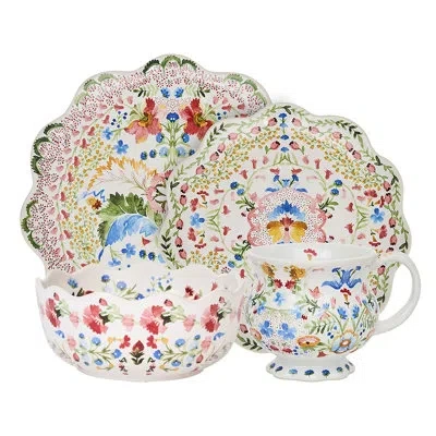 Juliska Sofia 4pc Place Setting - Multi In White;green
