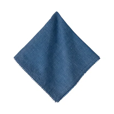 Juliska Berry Trim White Napkin In Navy